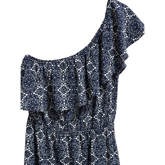 Allison Joy Evereve One Shoulder Ruffle Romantic Dress Size M Boho Midi Flounce - Picture 3 of 5